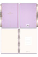 Matt Notebook 20x28 cm A4 Lastikli Spiralli Sert Kapak Not Defteri Kareli Lila