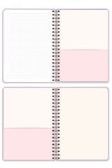 Matt Notebook 20x28 cm A4 Lastikli Spiralli Sert Kapak Not Defteri Kareli Lila