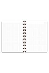 Matt Notebook 20x28 cm A4 Lastikli Spiralli Sert Kapak Not Defteri Kareli Lila