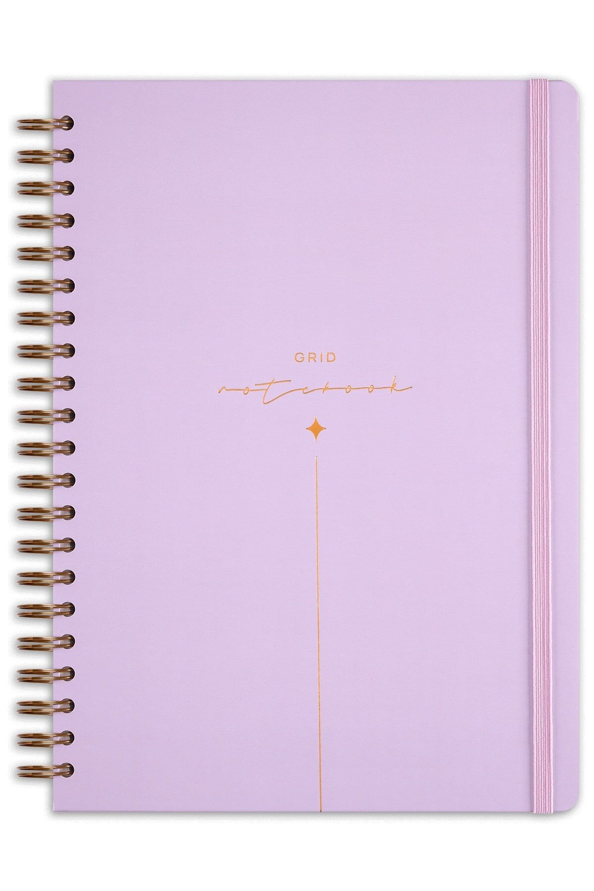 Matt Notebook 20x28 cm A4 Lastikli Spiralli Sert Kapak Not Defteri Kareli Lila