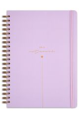 Matt Notebook 20x28 cm A4 Lastikli Spiralli Sert Kapak Not Defteri Kareli Lila