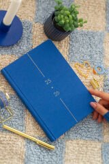Matt Notebook 2025-2026 A5 Keten Akademik Ajanda 15x21 cm - 17 Aylık Mavi