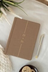Matt Notebook 2025-2026 A5 Keten Akademik Ajanda 15x21 cm - 17 Aylık Sütlü Kahve
