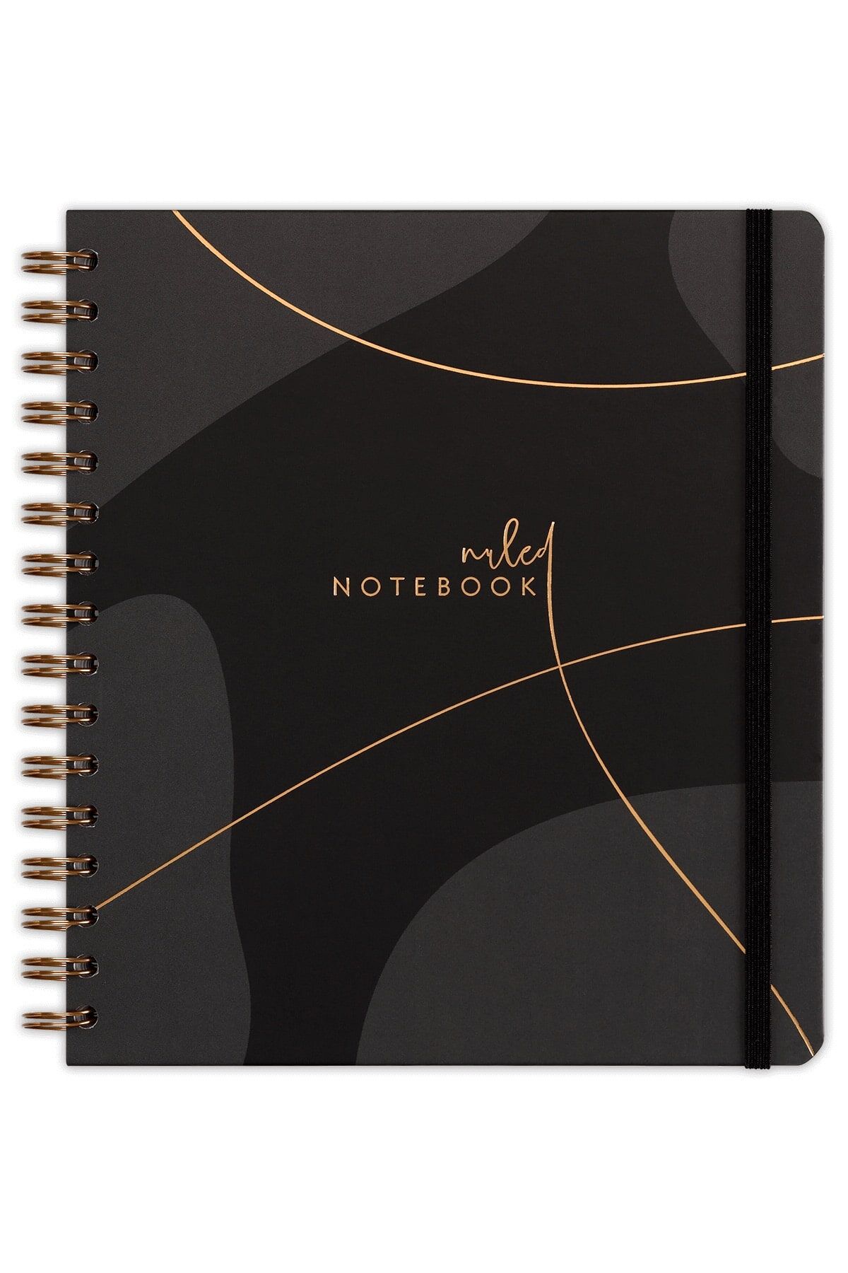 Matt Notebook 19x21 cm Kare Lastikli Spiralli Sert Kapak Not Defteri Çizgili