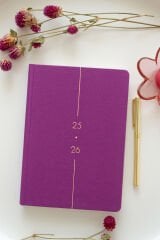 Matt Notebook 2025-2026 A5 Keten Akademik Ajanda 15x21 cm - 17 Aylık Menekşe