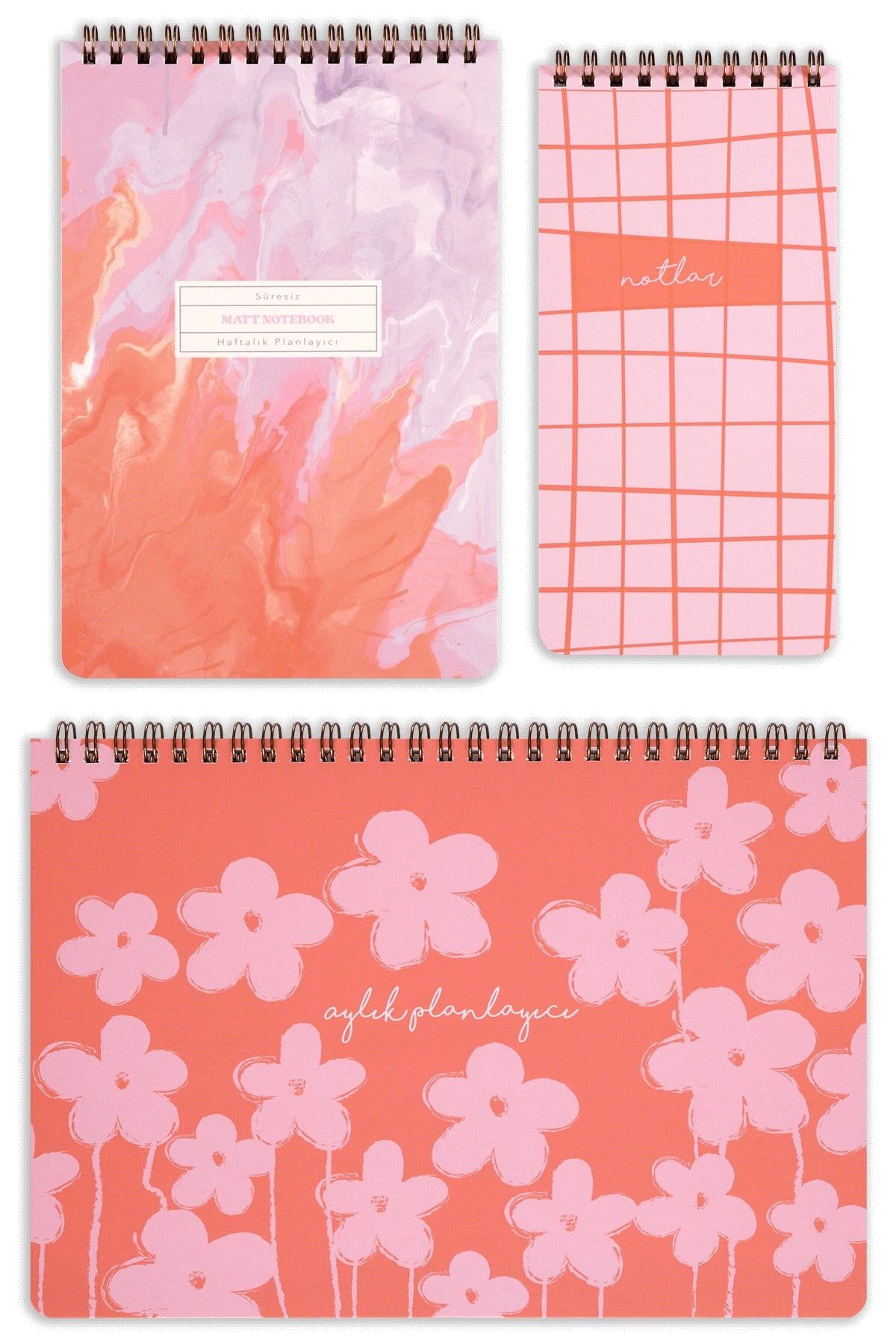 Matt Notebook 3’lü Spiralli Masaüstü Planlayıcı Set