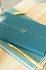 Matt Notebook 2026 Yılı Haftalık Keten Cep Ajandası 12 Aylık Koyu Yeşil