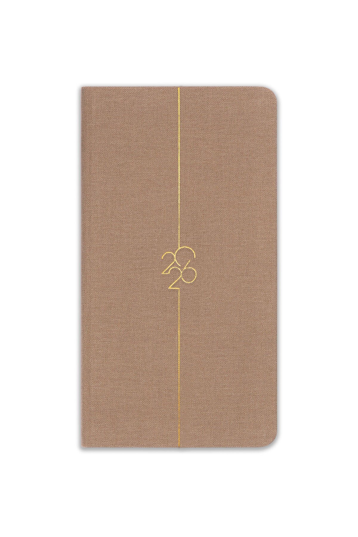 Matt Notebook 2026 Yılı Haftalık Keten Cep Ajandası 12 Aylık Sütlü Kahve