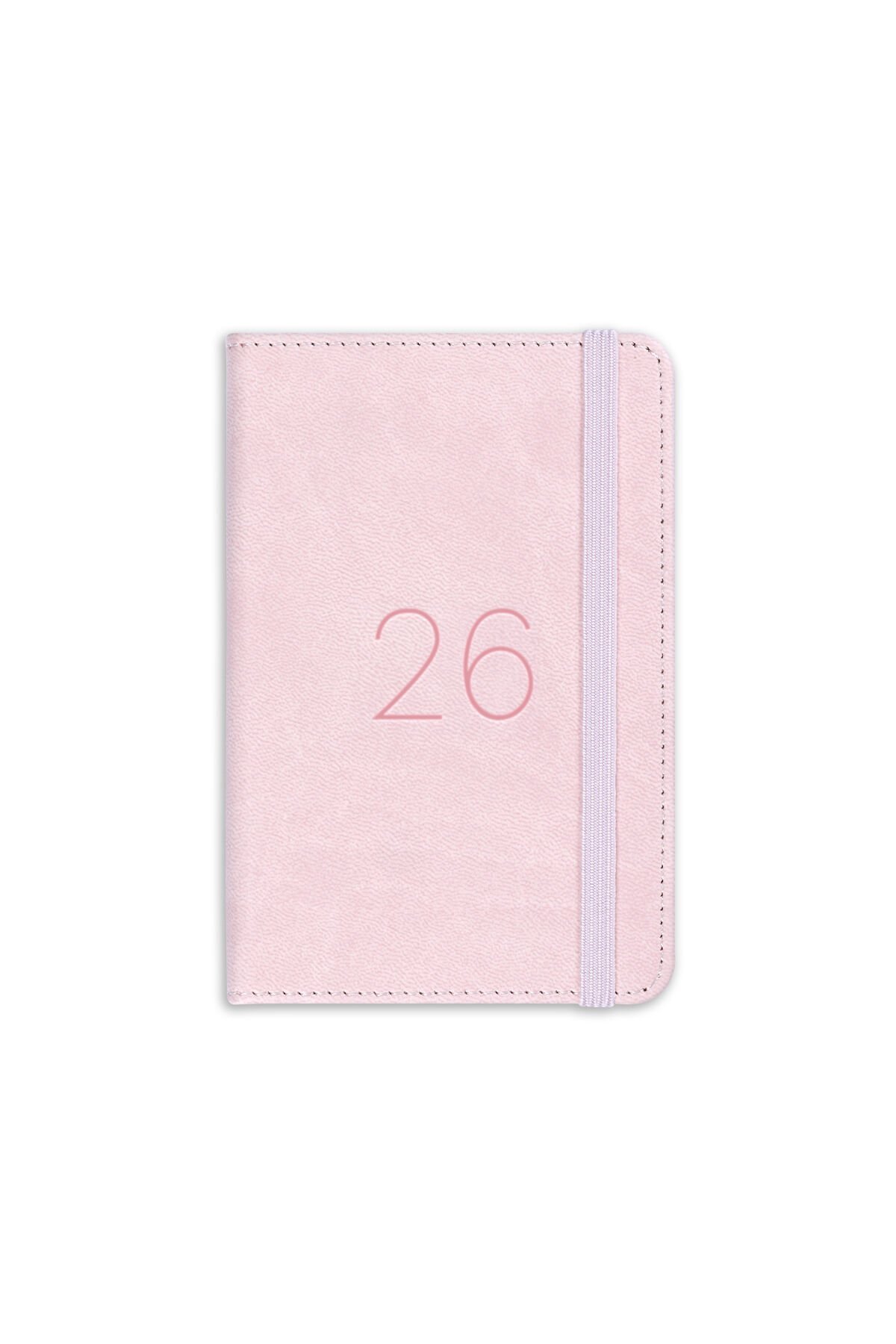 Matt Notebook 2026 Yılı Lastikli Günlük Cep Ajandası 12 Aylık Pembe