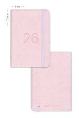 Matt Notebook 2026 Yılı Lastikli Günlük Cep Ajandası 12 Aylık Pembe