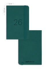 Matt Notebook 2026 Yılı Lastikli Günlük Cep Ajandası 12 Aylık Koyu Yeşil
