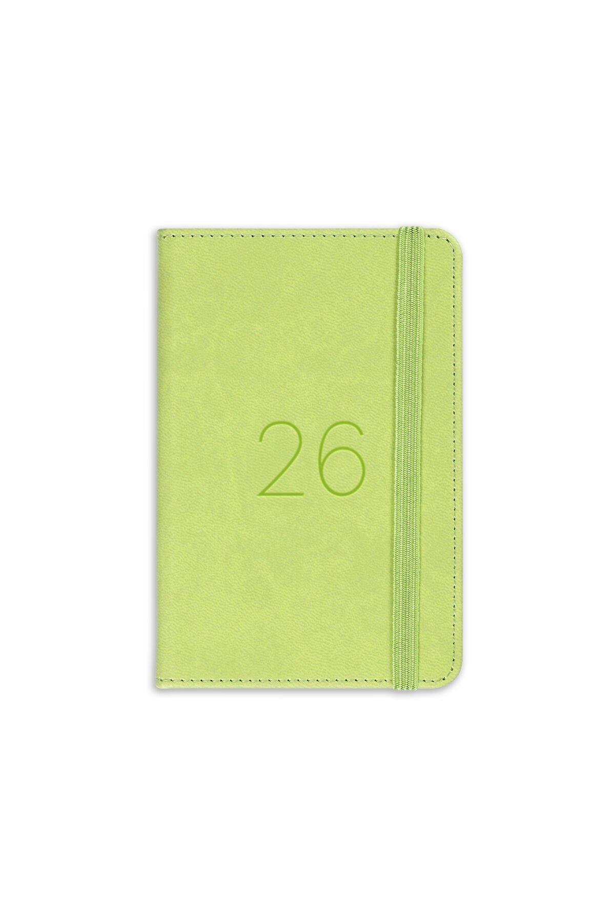 Matt Notebook 2026 Yılı Lastikli Günlük Cep Ajandası 12 Aylık Açık Yeşil