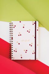 Matt Notebook 17x24 cm Lastikli Spiralli Sert Kapak Not Defteri Noktalı Kiraz