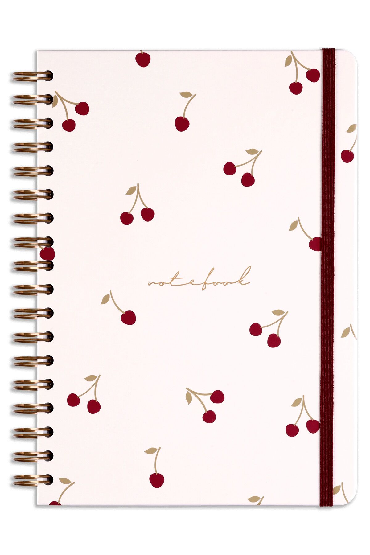 Matt Notebook 17x24 cm Lastikli Spiralli Sert Kapak Not Defteri Noktalı Kiraz