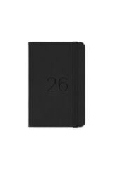 Matt Notebook 2026 Yılı Lastikli Günlük Cep Ajandası 12 Aylık Siyah