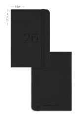 Matt Notebook 2026 Yılı Lastikli Günlük Cep Ajandası 12 Aylık Siyah