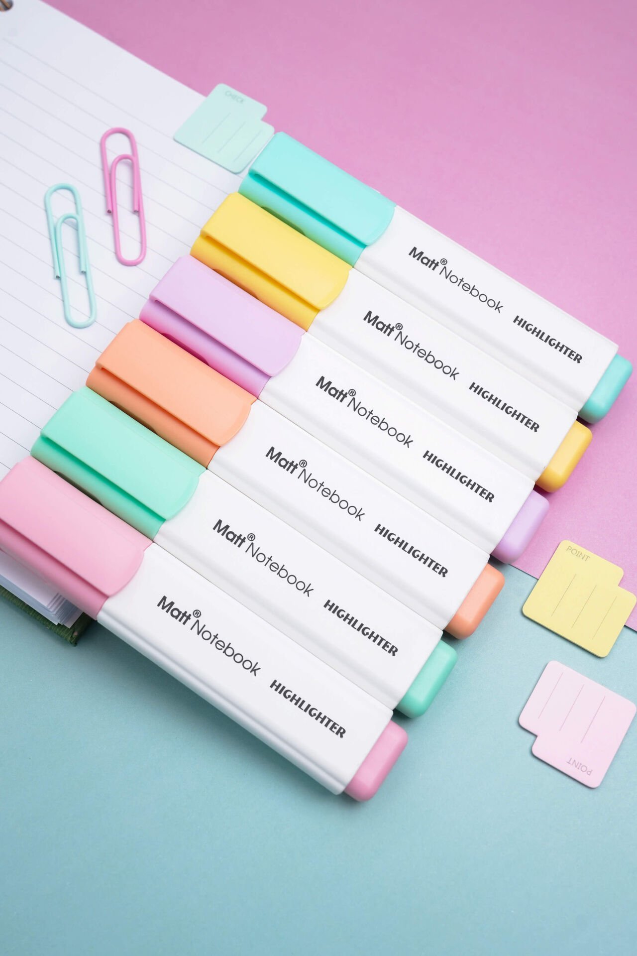 Matt Notebook 6'lı Highlighter Pastel Renk Fosforlu Kalem Seti