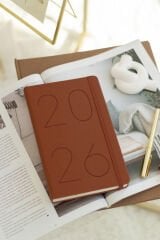 Matt Notebook 2026 Yılı 13x21 cm Günlük Ajanda Taba