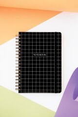 Matt Notebook 17x24 cm Lastikli Spiralli Sert Kapak Not Defteri Kareli Siyah