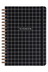 Matt Notebook 17x24 cm Lastikli Spiralli Sert Kapak Not Defteri Kareli Siyah