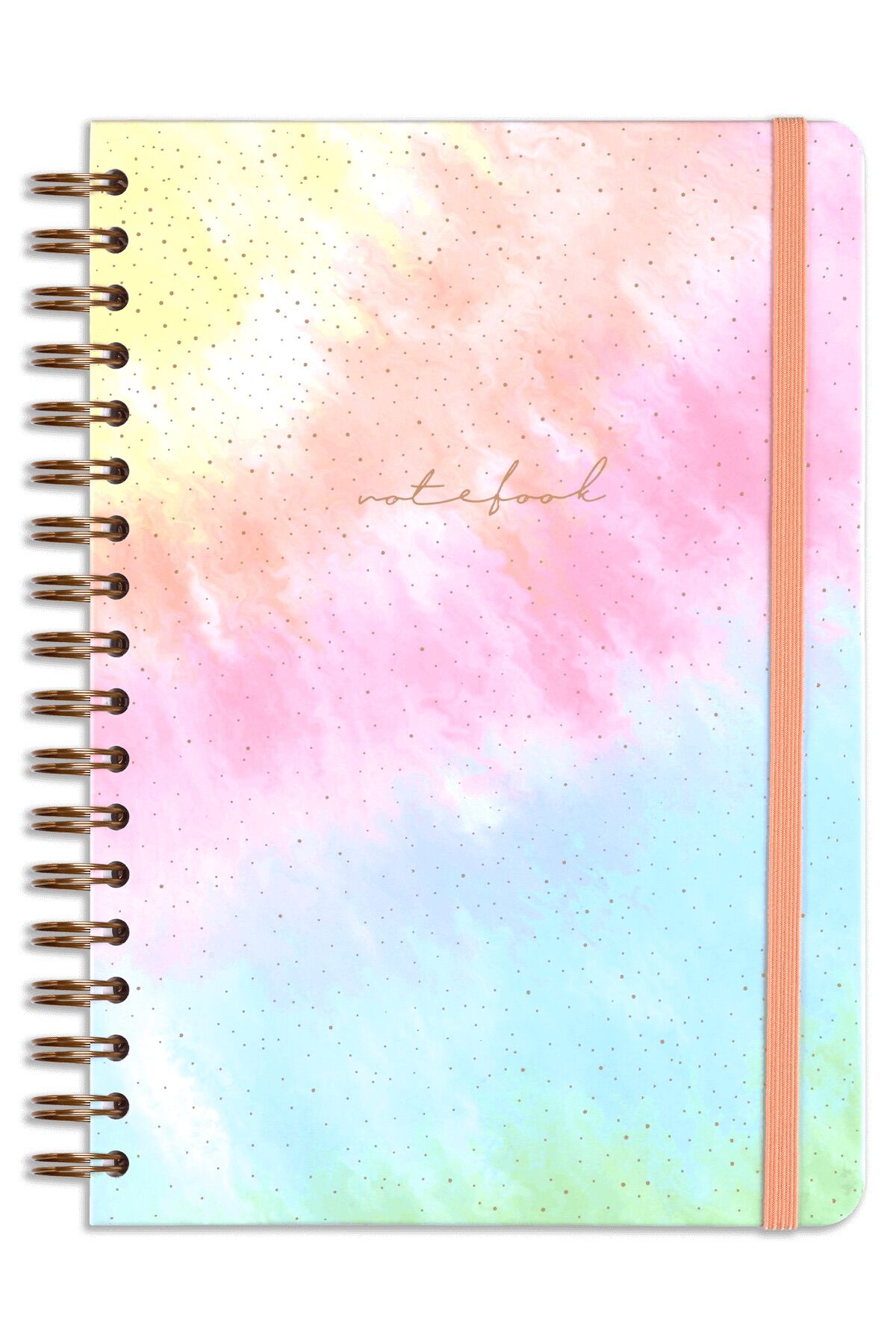 Matt Notebook 17x24 cm Lastikli Spiralli Sert Kapak Not Defteri Çizgili Gökkuşağı