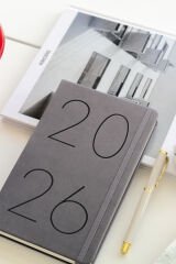 Matt Notebook 2026 Yılı 13x21 cm Günlük Ajanda Füme