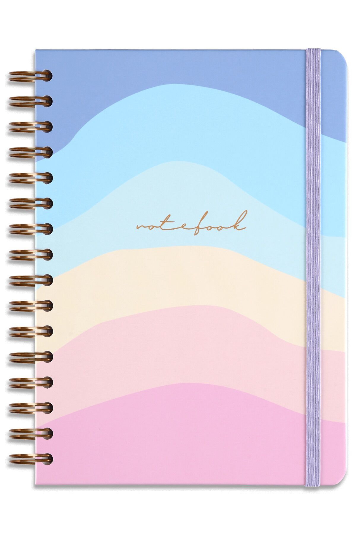 Matt Notebook A5 15x21 cm Spiralli Lastikli Çizgili Tarihsiz Not Defteri Gökkuşağı