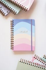 Matt Notebook A5 15x21 cm Spiralli Lastikli Çizgili Tarihsiz Not Defteri Gökkuşağı
