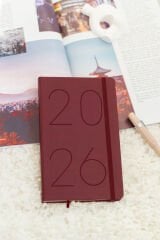 Matt Notebook 2026 Yılı 13x21 cm Günlük Ajanda Bordo