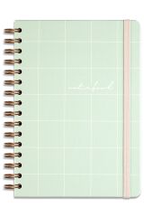 Matt Notebook A5 15x21 cm Spiralli Lastikli Çizgili Tarihsiz Not Defteri Yeşil
