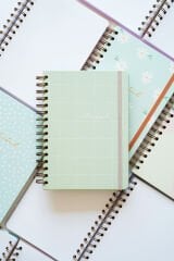 Matt Notebook A5 15x21 cm Spiralli Lastikli Çizgili Tarihsiz Not Defteri Yeşil