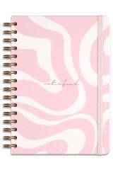 Matt Notebook A5 15x21 cm Spiralli Lastikli Kareli Tarihsiz Not Defteri Pembe