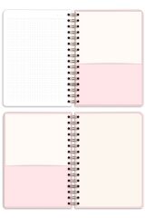 Matt Notebook A5 15x21 cm Spiralli Lastikli Kareli Tarihsiz Not Defteri Pembe