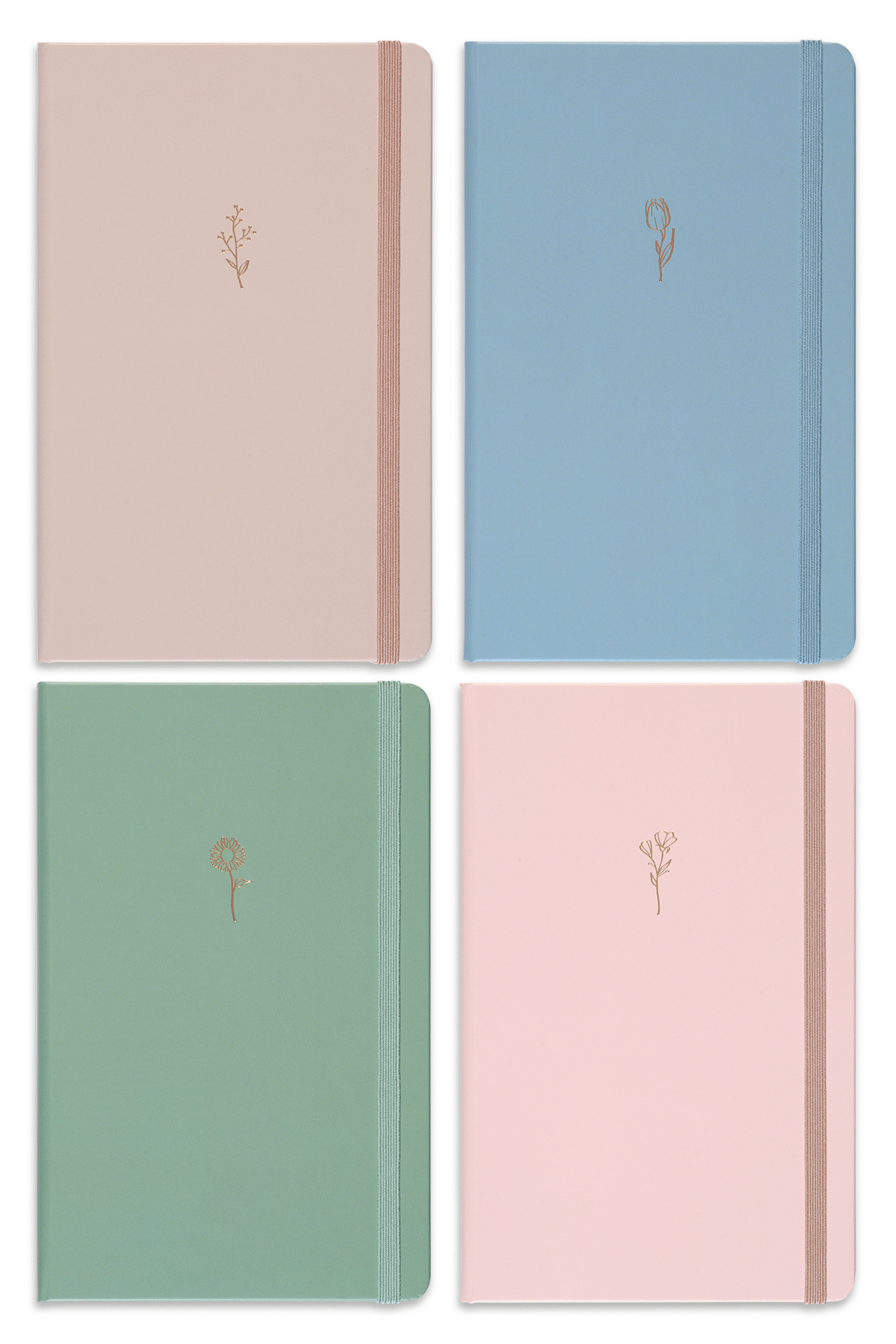 Matt Notebook 4’lü Tarihsiz Not Defter Seti Lastikli  – 2 Çizgili, 1 Çizgisiz, 1 Noktalı