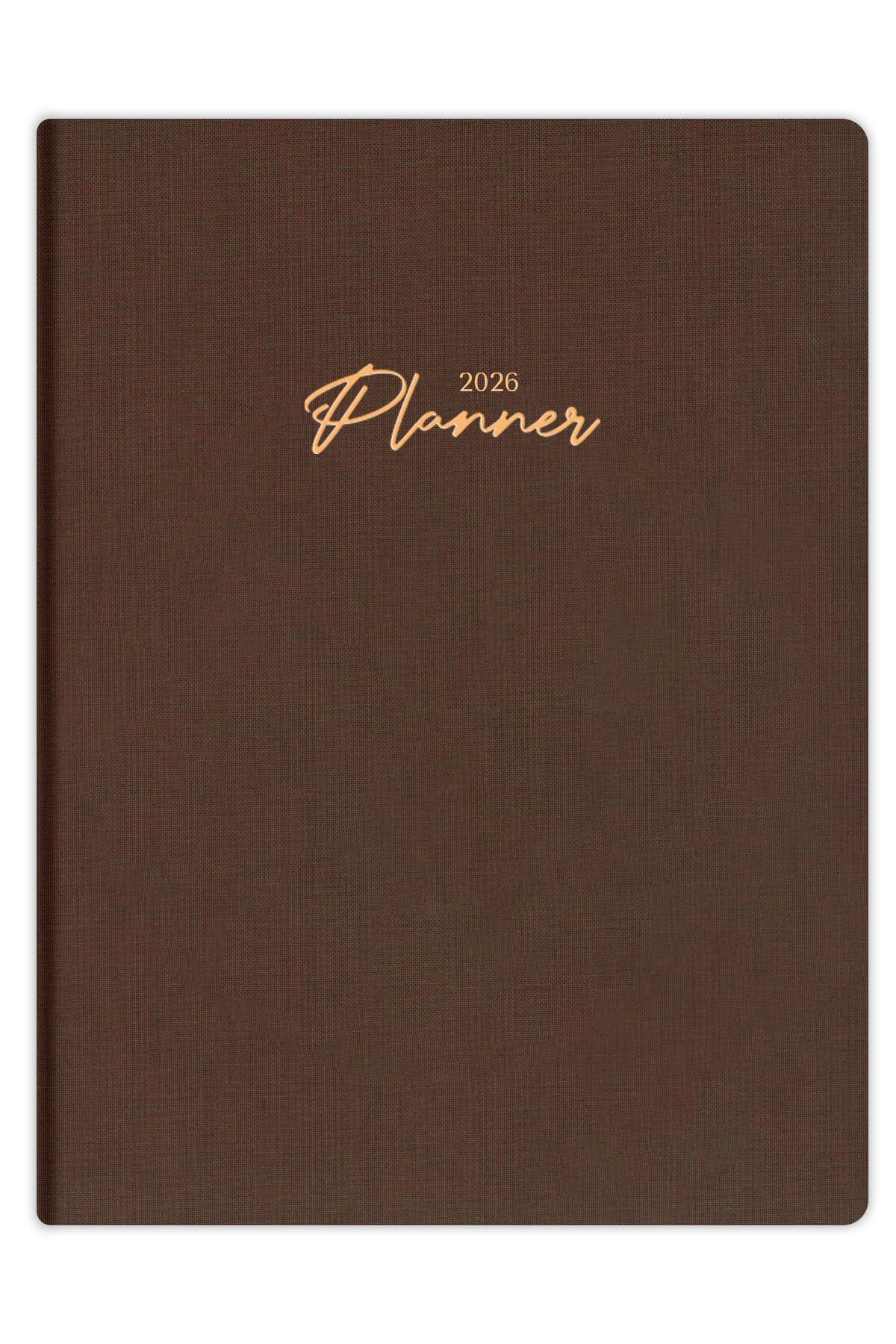 Matt Notebook 2026 Yılı 20x27 cm Keten Haftalık Planlayıcı Ajanda Kahverengi