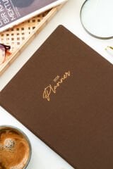 Matt Notebook 2026 Yılı 20x27 cm Keten Haftalık Planlayıcı Ajanda Kahverengi