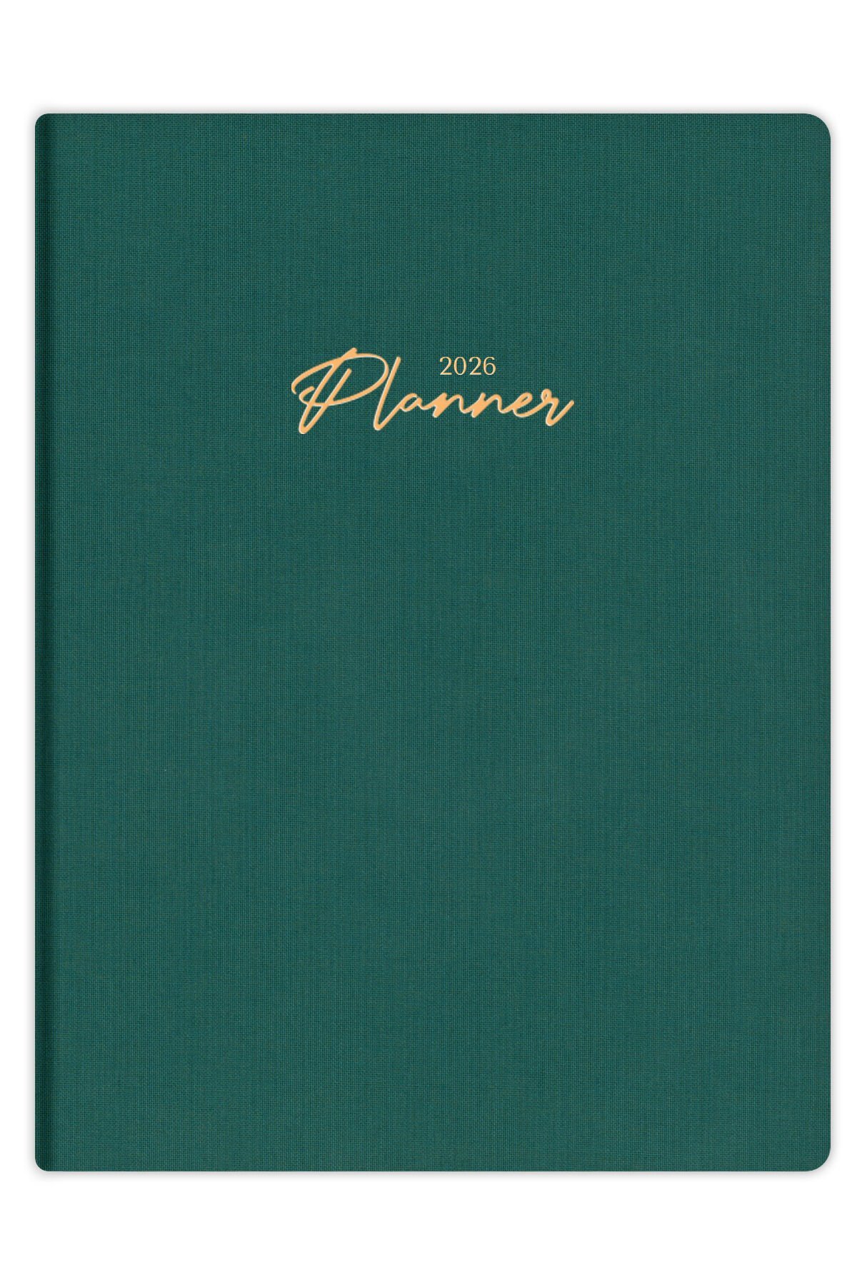 Matt Notebook 2026 Yılı 20x27 cm Keten Haftalık Planlayıcı Ajanda Koyu Yeşil