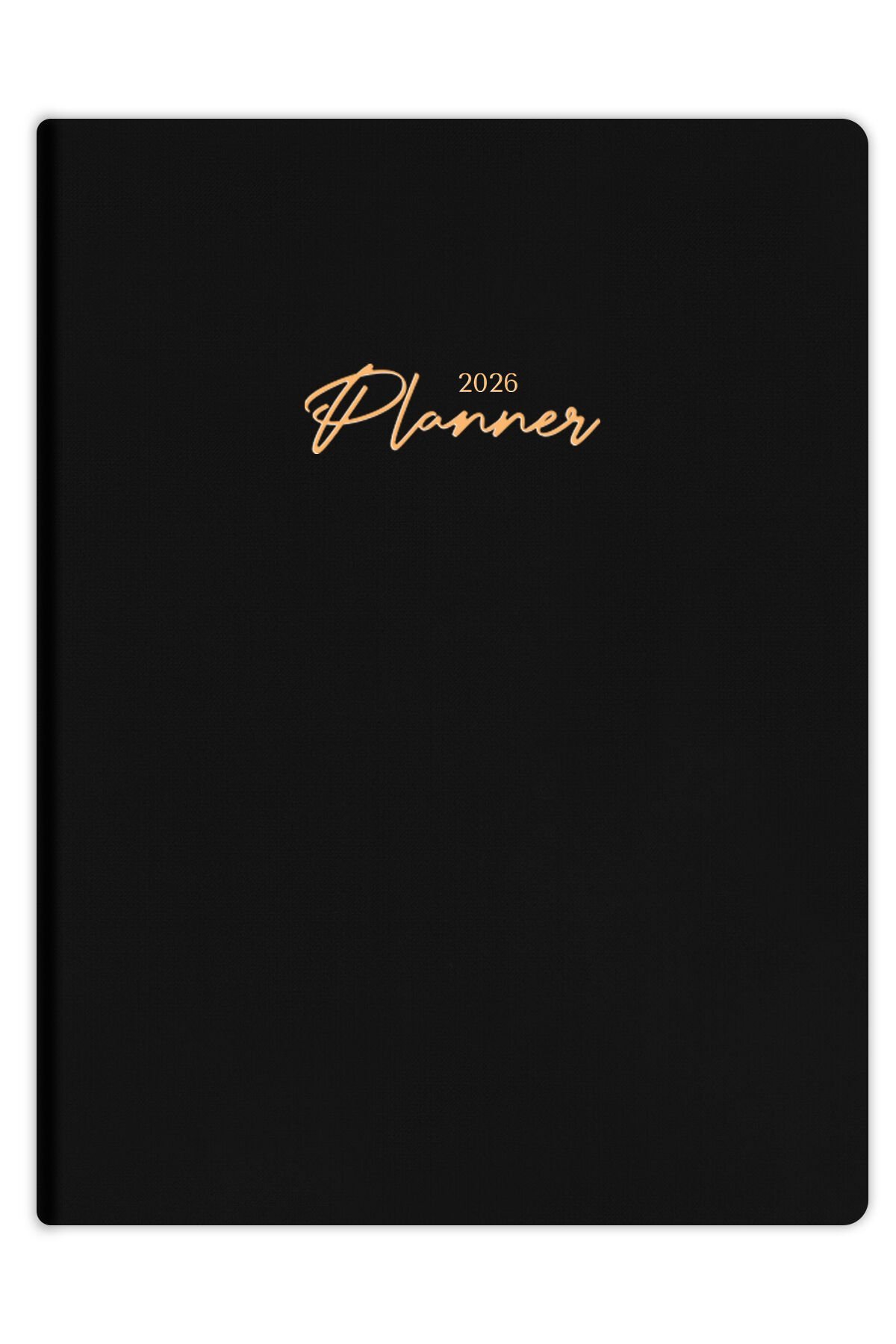 Matt Notebook 2026 Yılı 20x27 cm Keten Haftalık Planlayıcı Ajanda Siyah