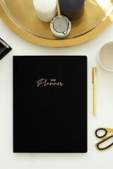 Matt Notebook 2026 Yılı 20x27 cm Keten Haftalık Planlayıcı Ajanda Siyah