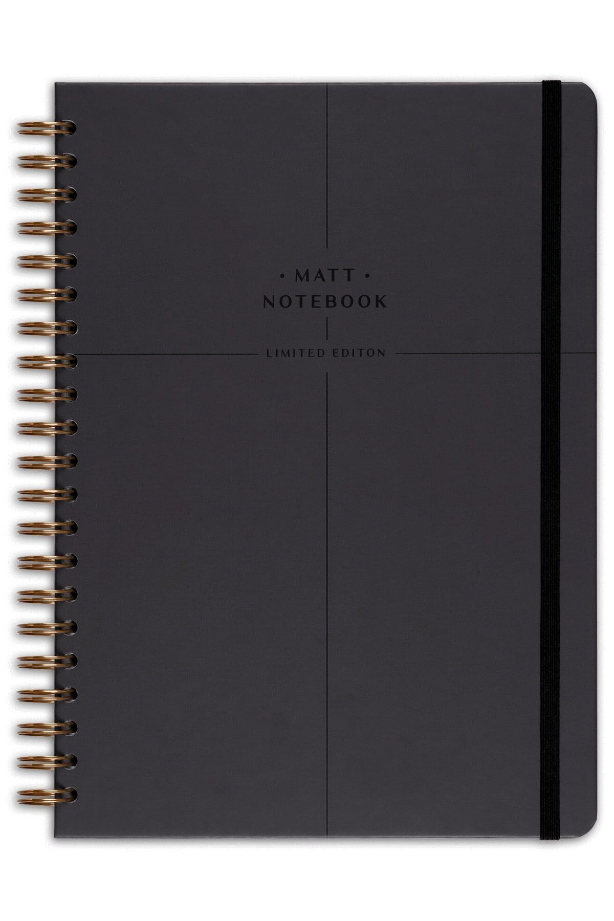 Matt Notebook 20x28 cm A4 Lastikli Spiralli Sert Kapak Not Defteri Kareli