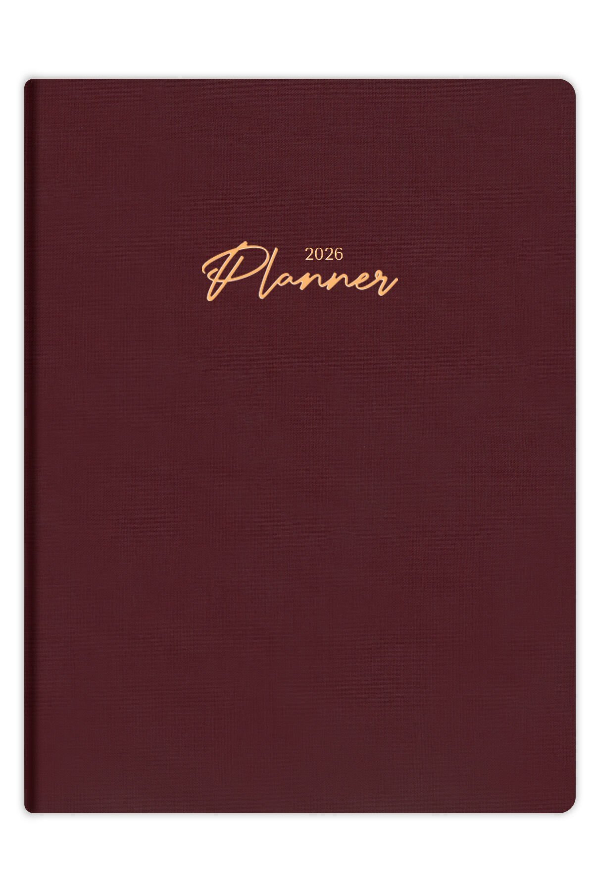 Matt Notebook 2026 Yılı 20x27 cm Keten Haftalık Planlayıcı Ajanda Bordo