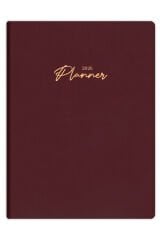 Matt Notebook 2026 Yılı 20x27 cm Keten Haftalık Planlayıcı Ajanda Bordo