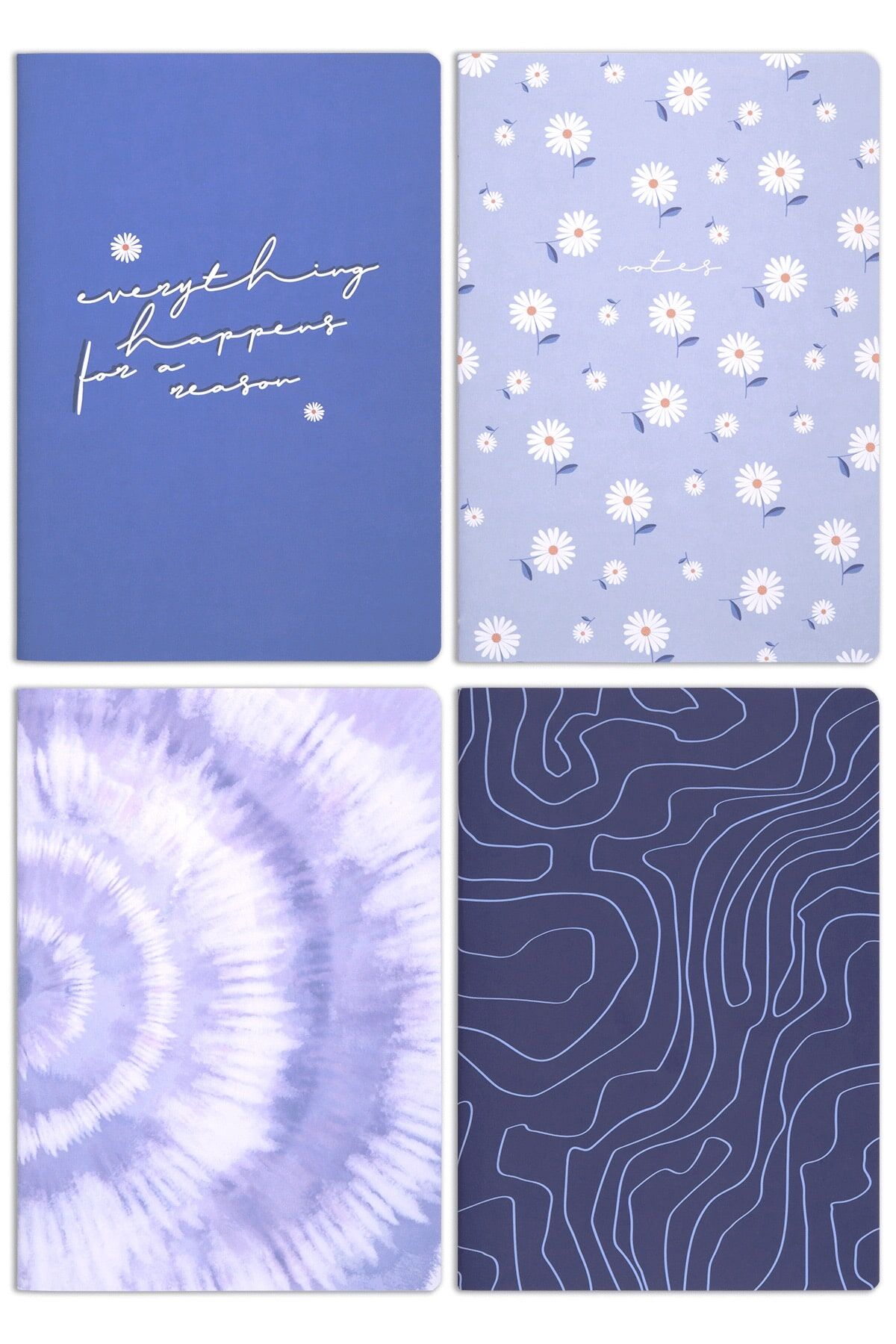 Matt Notebook A5 4'lü Defter Set Düz, Çizgisiz Terzi Dikiş