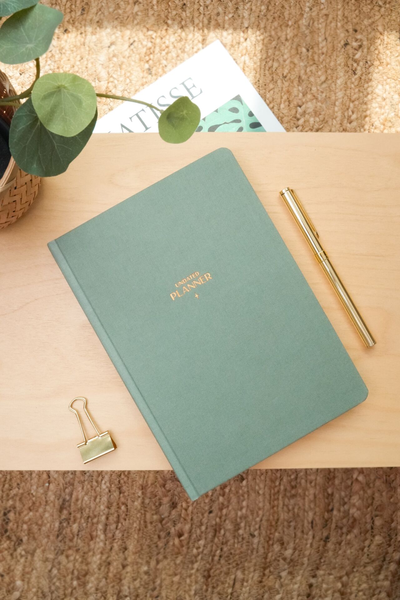 Matt Notebook A5 Keten Süresiz Planlayıcı Ajanda Yeşil