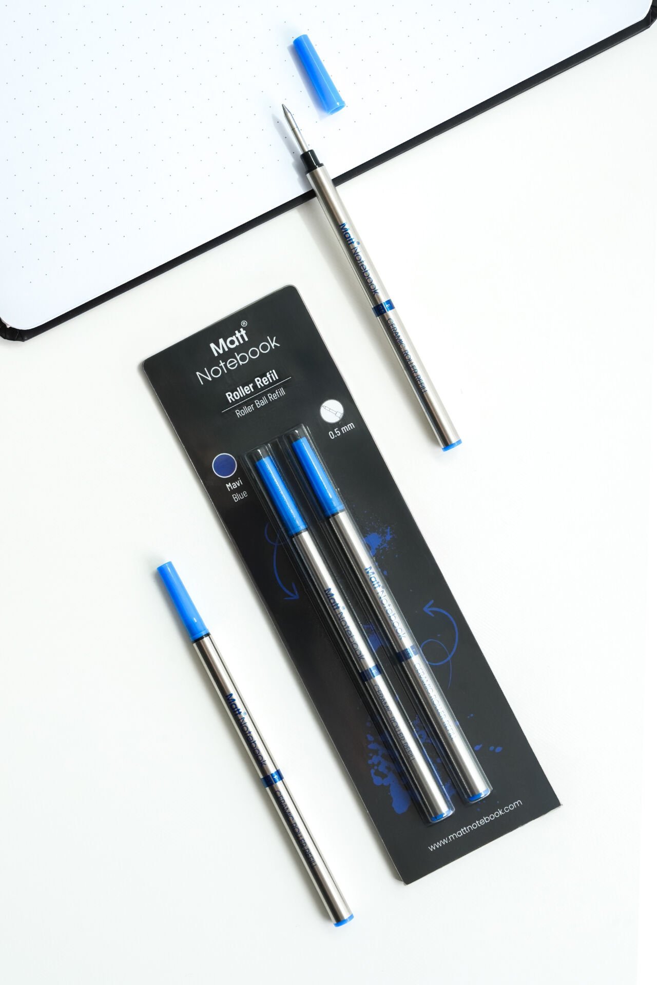 Matt Notebook 2'li Roller Kalem Refil Yedeği 0.5 mm Mavi R05