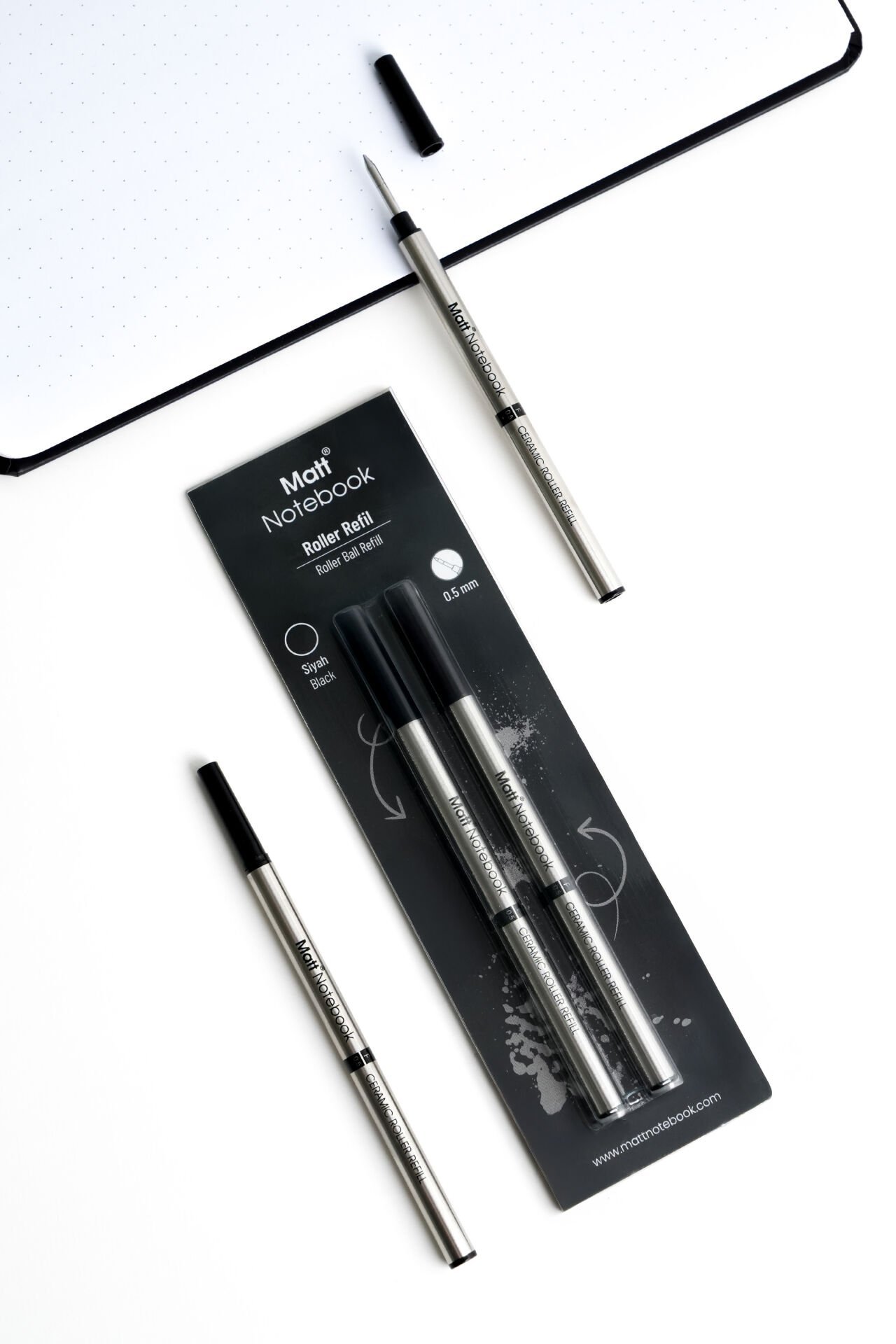 Matt Notebook 2'li Roller Kalem Refil Yedeği 0.5 mm Siyah R05