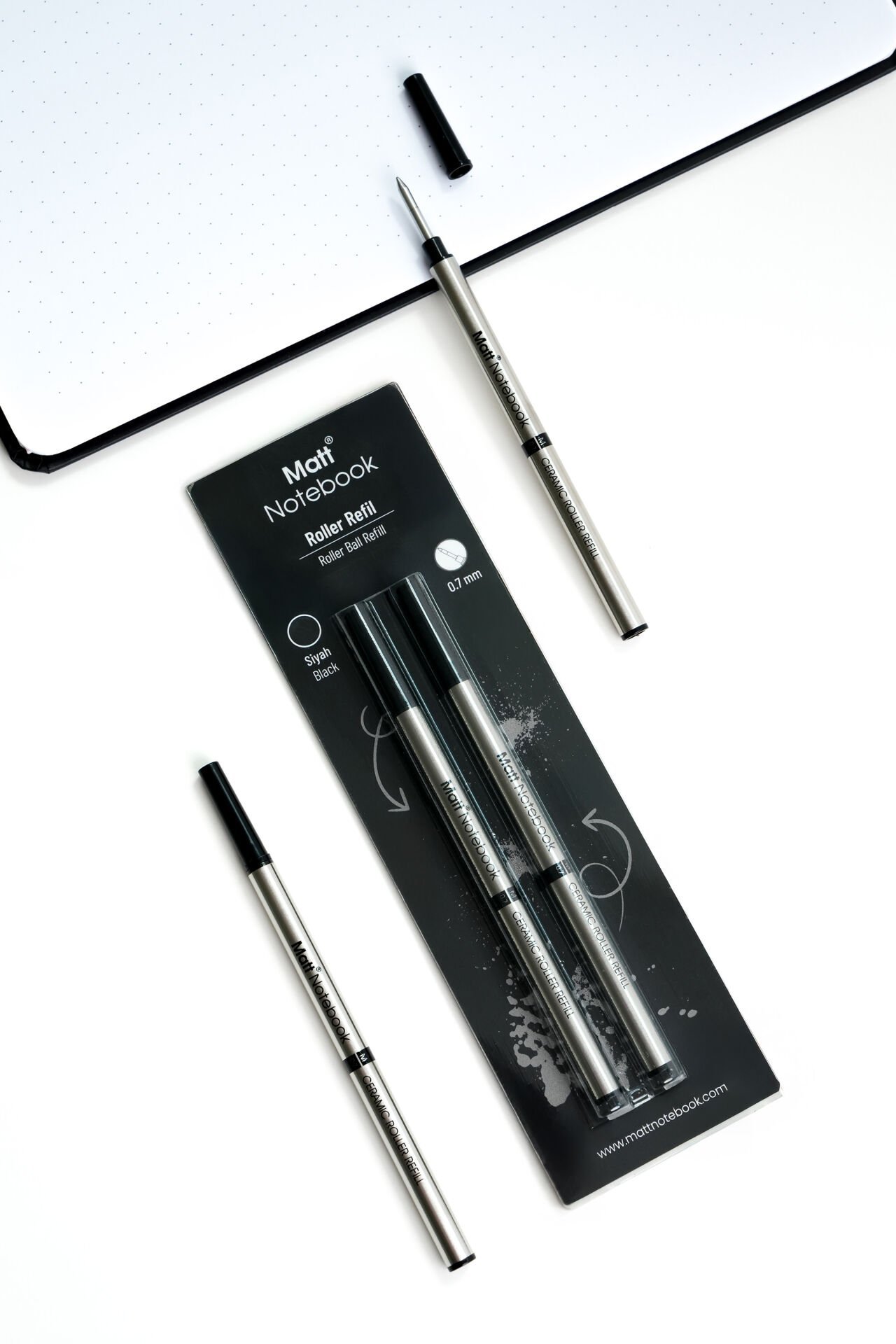 Matt Notebook 2'li Roller Kalem Refil Yedeği 0.7 mm Siyah R07
