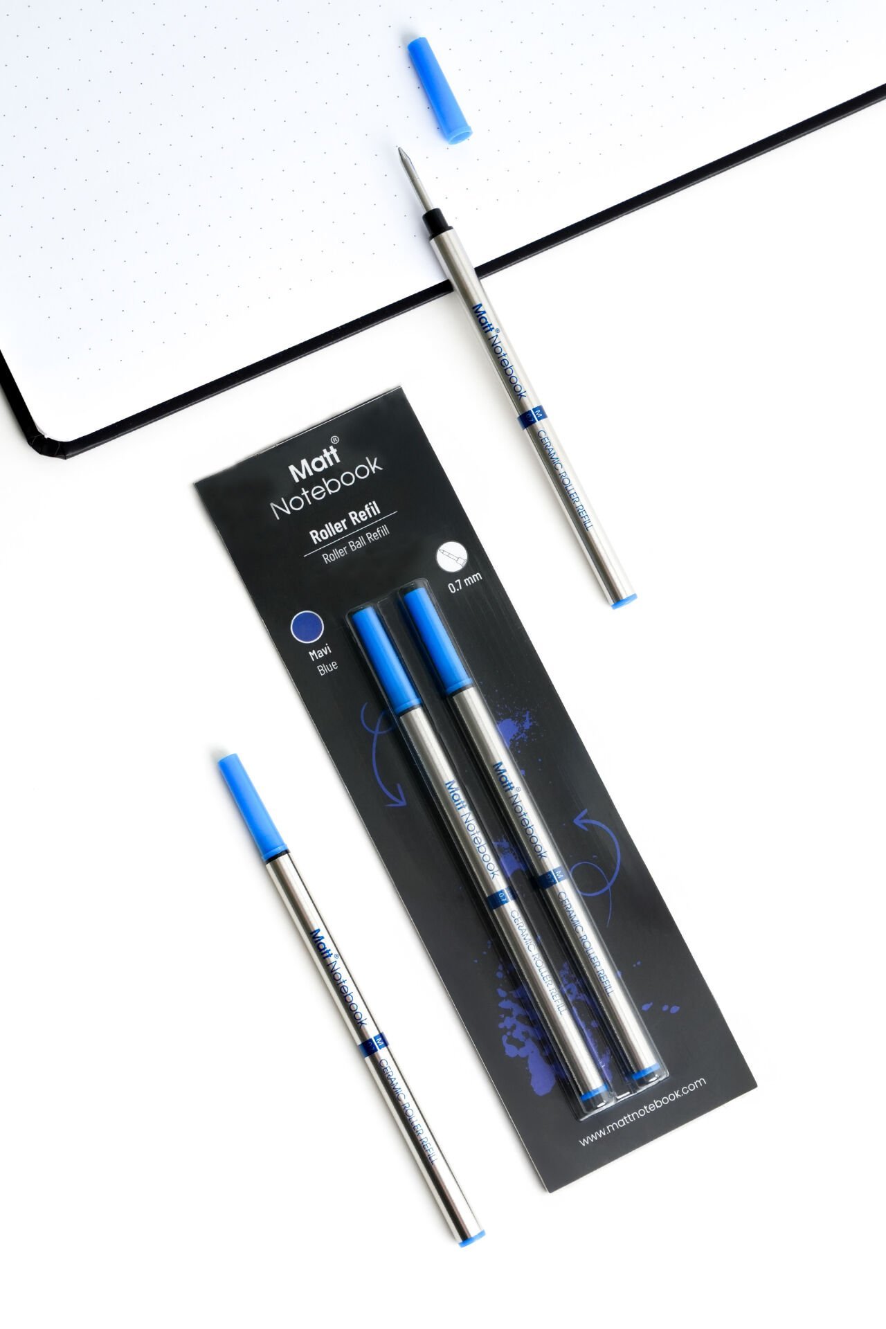 Matt Notebook 2'li Roller Kalem Refil Yedeği 0.7 mm Mavi R07