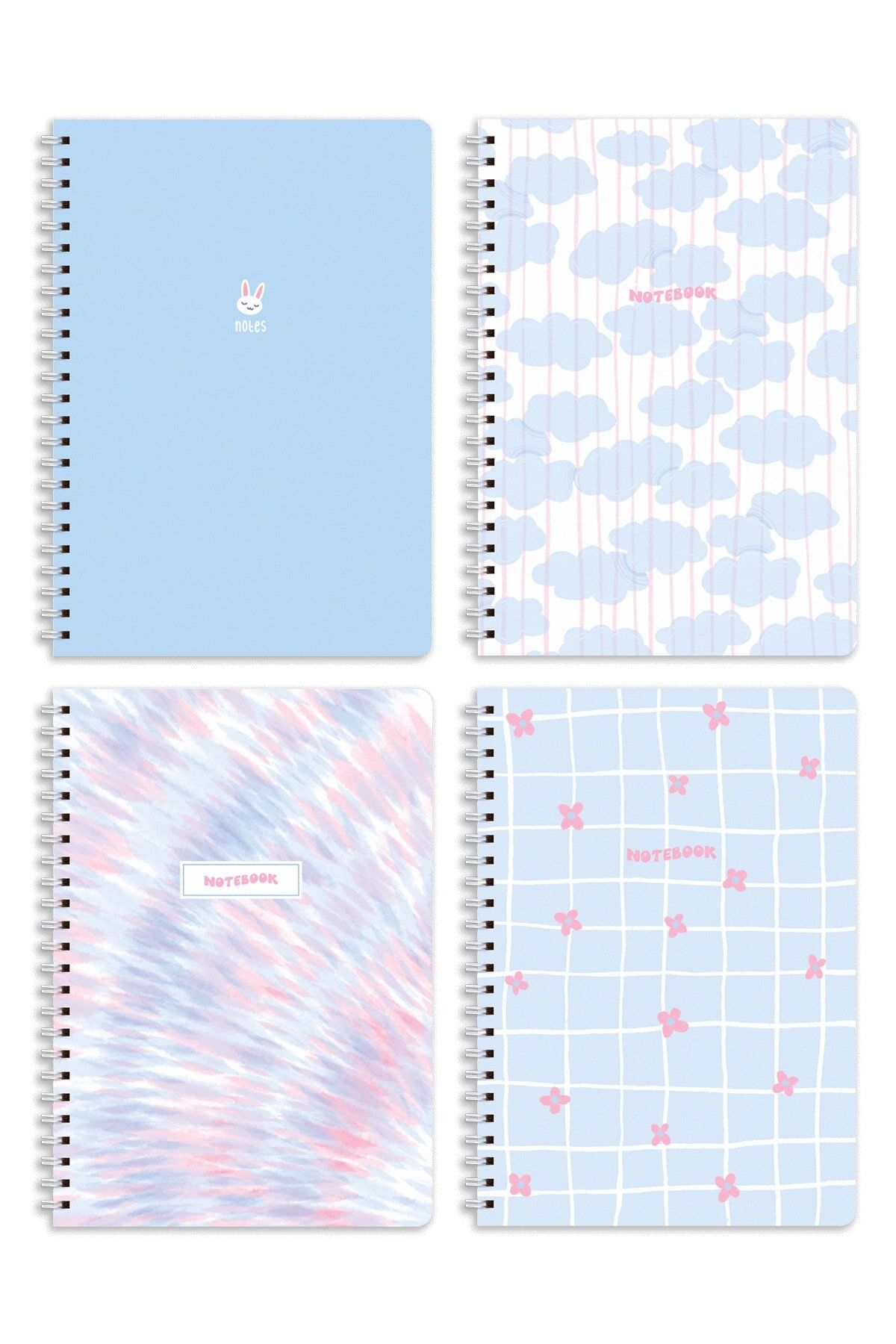 A5 Spiralli Okul Defteri 80 yaprak 4'lü Set - Çizgili